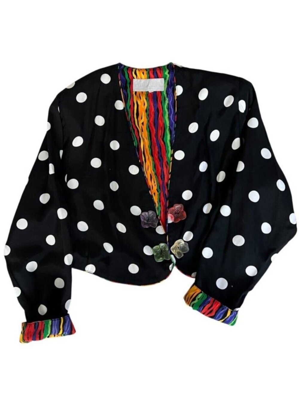 Vintage Blazer Set Jacket Medium Pants Large Polka Rainbow Art to Wear 2 Piece